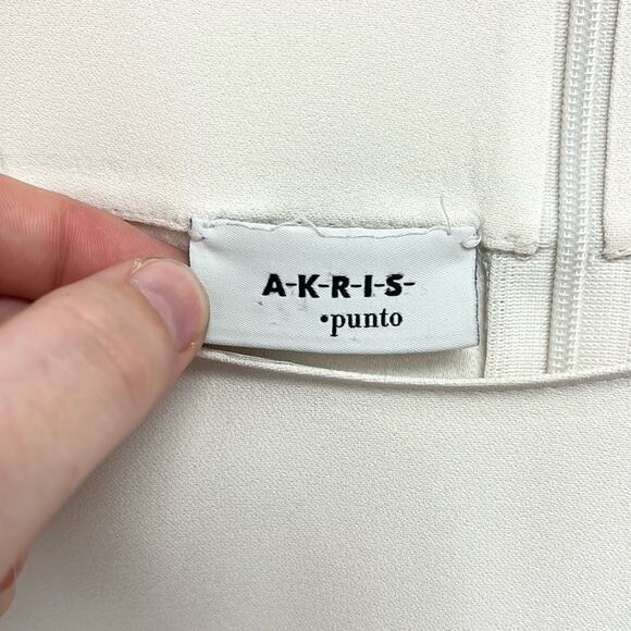 Akris Punto Luxury Minimalist Bell Sleeve Scoop Neck Tailored Career Top US8 - Picture 5 of 13